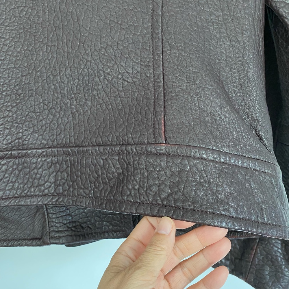 Mackage Lisa Pebbled Leather Jacket Bordeaux Size M - Picture 6 of 8